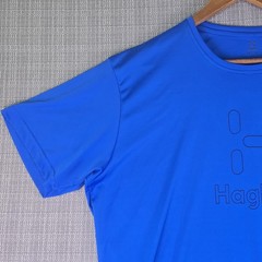 Haglofs Glee Hiking T-Shirt Men XL Blue Short Sleeve Outdoor Base Layer Stretch