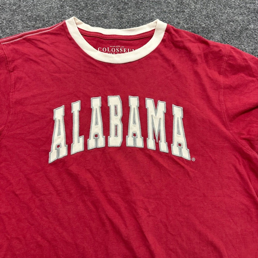 Colosseum T-Shirt Mens Size Large Red Alabama Crimson Tide Ringer Cotton