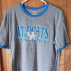 Kentucky Wildcats Blue 84 Ringer T-Shirt Mens Large Gray Tri-Blend UK Logo NCAA
