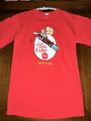 Vintage Coca-Cola Red Cotton Men’s Graphic Print T-Shirt S Crew Neck SS New York