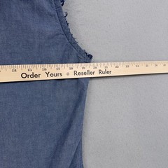 Hollister Vest Adult Small Blue Chambray Hooded Button Front Raw Hem Surfer Cut