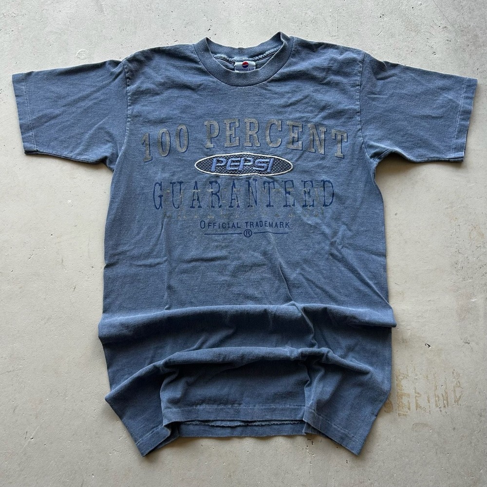 Vintage 90s Pepsi 100 Percent Guaranteed Blue Graphic T-Shirt