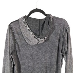 Lucky Brand Sugar Magic Long Sleeve Henley Neck T Shirt Mens Medium Washed Black